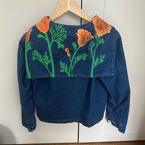Big Bud Press limited edition denim jacket with poppy print